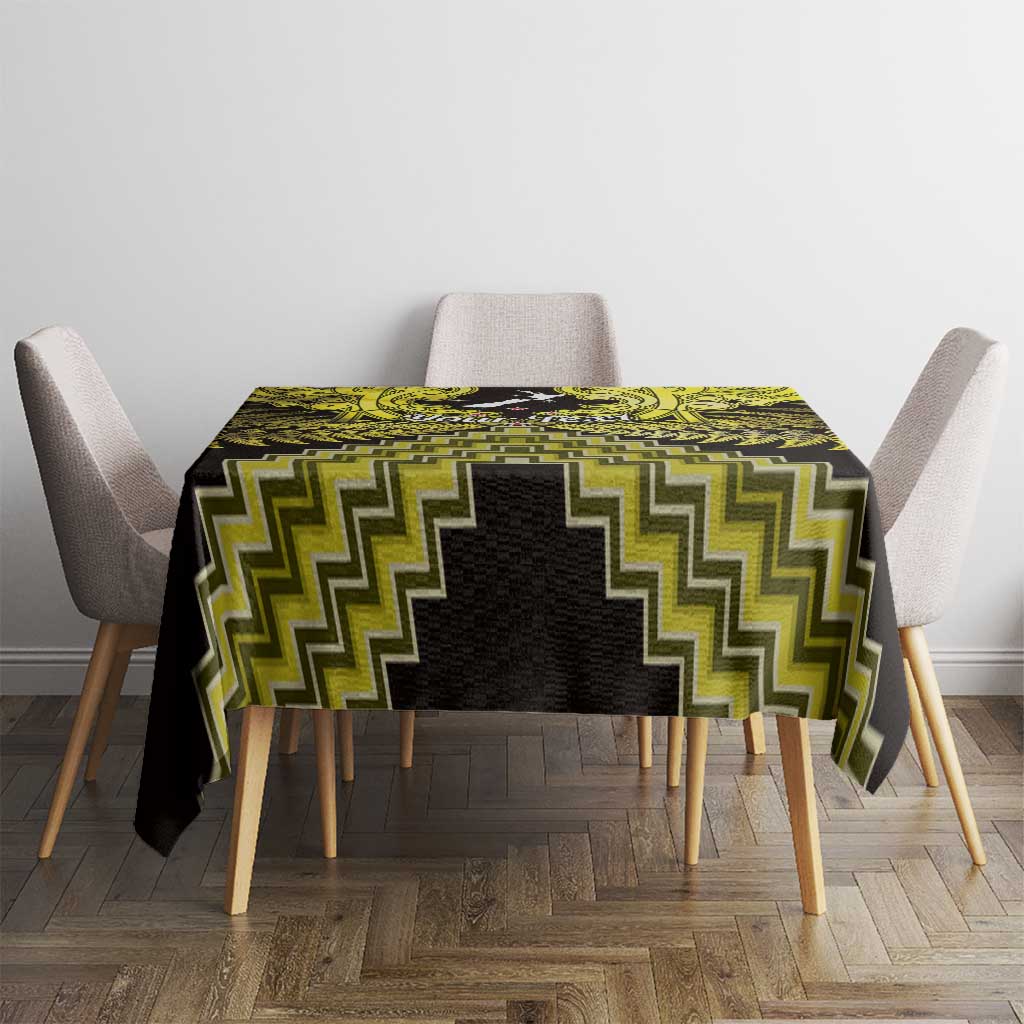 Personalised Aotearoa Matariki Tablecloth Yellow Fern Maori Poutama