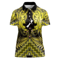 Personalised Aotearoa Matariki Women Polo Shirt Yellow Fern Maori Poutama