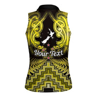 Personalised Aotearoa Matariki Women Sleeveless Polo Shirt Yellow Fern Maori Poutama