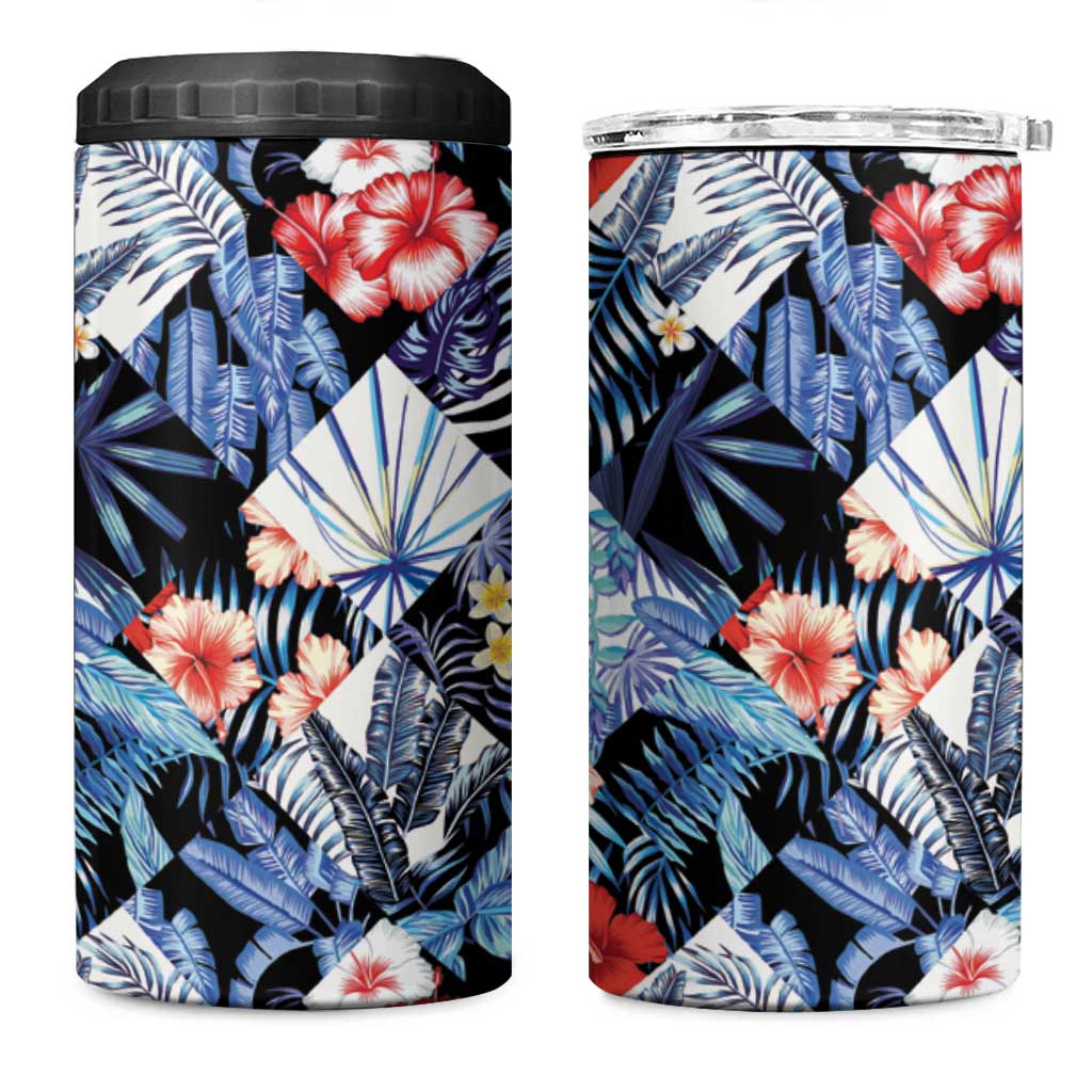 Hawaii Tropicana Blue Pattern 4 in 1 Can Cooler Tumbler LT01 One Size: 16 oz Blue - Polynesian Pride