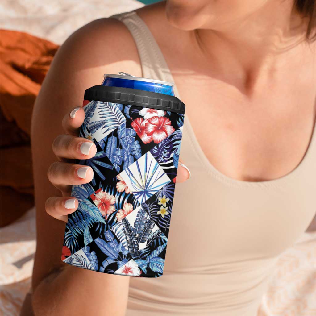 Hawaii Tropicana Blue Pattern 4 in 1 Can Cooler Tumbler - Polynesian Pride