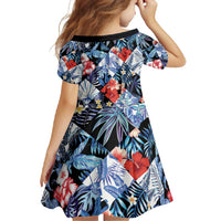 Hawaii Tropicana Blue Pattern Family Matching Off Shoulder Maxi Dress and Hawaiian Shirt - Polynesian Pride
