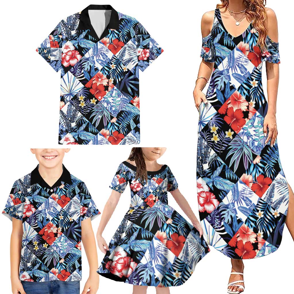 Hawaii Tropicana Blue Pattern Family Matching Summer Maxi Dress and Hawaiian Shirt LT01 - Polynesian Pride