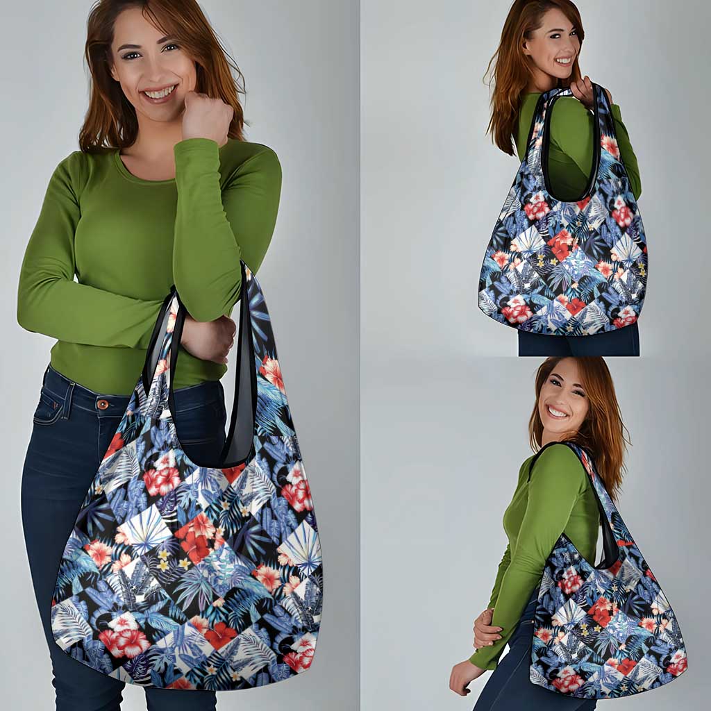 Hawaii Tropicana Blue Pattern Grocery Bag - Polynesian Pride