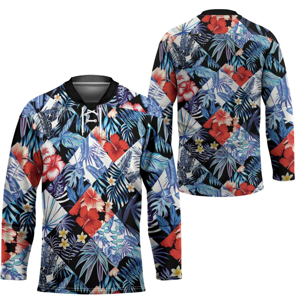 Hawaii Tropicana Blue Pattern Hockey Jersey - Polynesian Pride