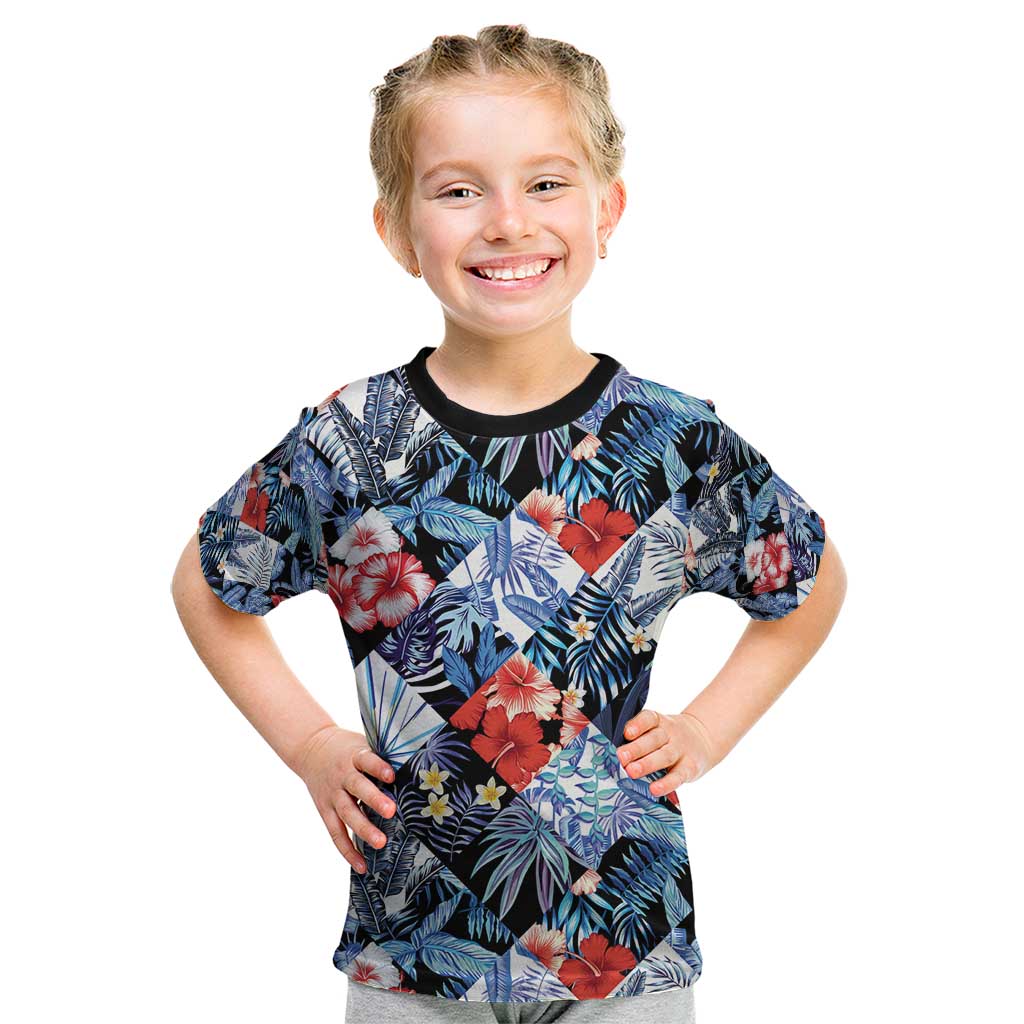 Hawaii Tropicana Blue Pattern Kid T Shirt LT01 Blue - Polynesian Pride