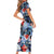 Hawaii Tropicana Blue Pattern Short Sleeve Bodycon Dress - Polynesian Pride