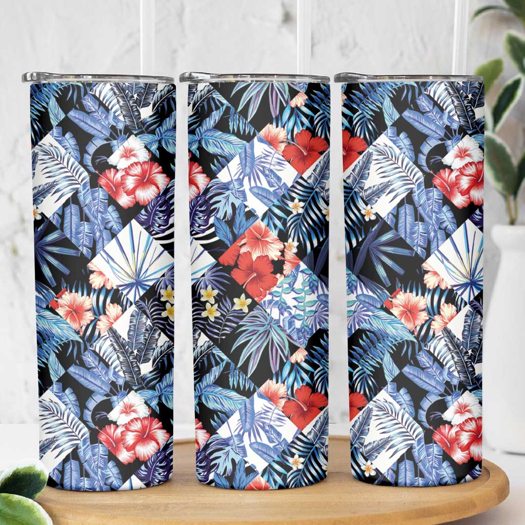 Hawaii Tropicana Blue Pattern Skinny Tumbler - Polynesian Pride