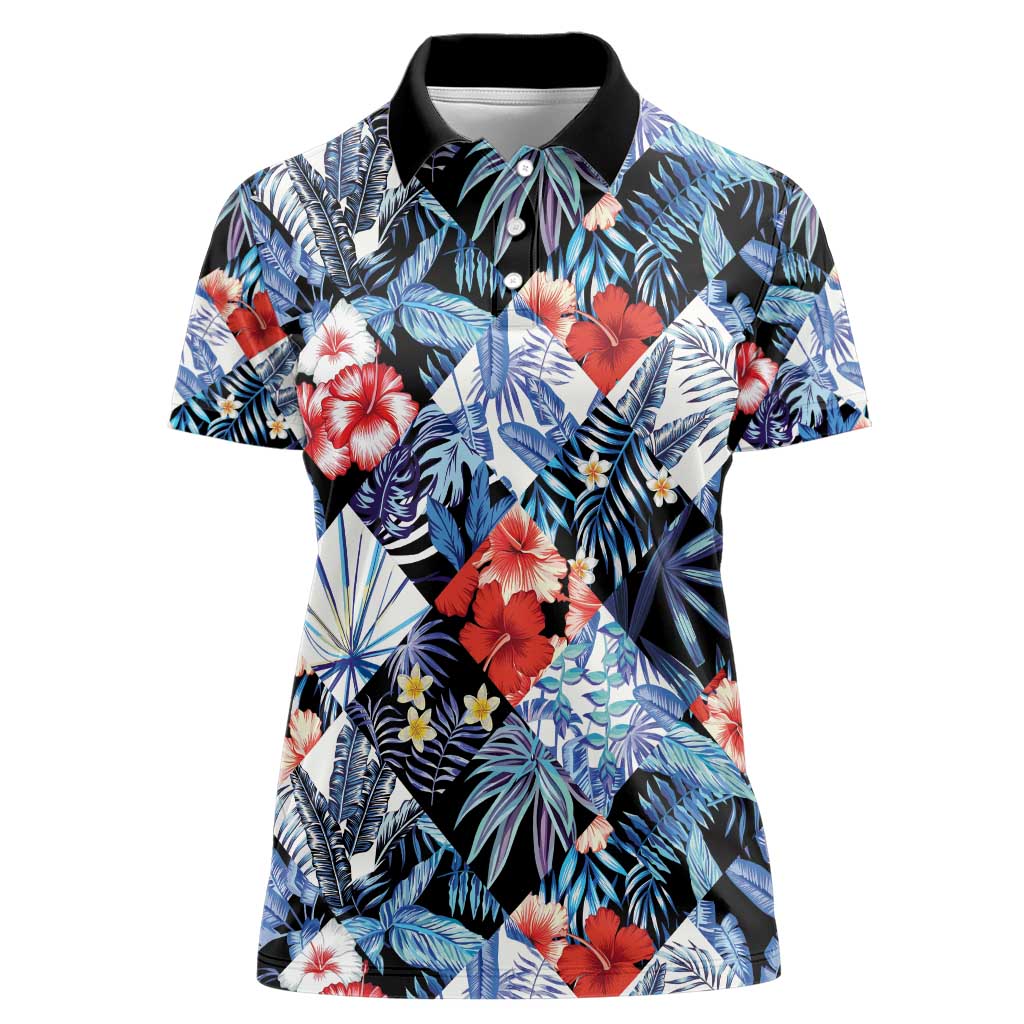 Hawaii Tropicana Blue Pattern Women Polo Shirt LT01 Female Blue - Polynesian Pride