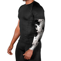 Black White Monotone Tropical Flowers Pattern Arm Sleeves - Polynesian Pride