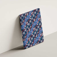 Polynesian Monstera Tiare Floral Canvas Wall Art Royal Blue Tropical Plaid - Polynesian Pride