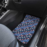 Polynesian Monstera Tiare Floral Car Mats Royal Blue Tropical Plaid - Polynesian Pride