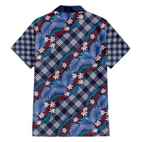 Polynesian Monstera Tiare Floral Family Matching Off The Shoulder Long Sleeve Dress and Hawaiian Shirt Royal Blue Tropical Plaid LT01 - Polynesian Pride