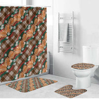 Polynesian Monstera Tiare Floral Bathroom Set Chocolate Brown Tropical Plaid LT01 Bathroom Set (4 pcs) Brown - Polynesian Pride