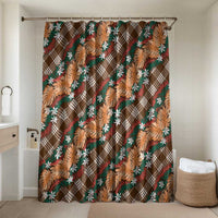 Polynesian Monstera Tiare Floral Bathroom Set Chocolate Brown Tropical Plaid LT01 Shower Curtain Only Brown - Polynesian Pride