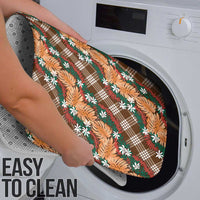Polynesian Monstera Tiare Floral Bathroom Set Chocolate Brown Tropical Plaid LT01 - Polynesian Pride