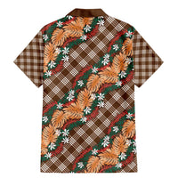 Polynesian Monstera Tiare Floral Family Matching Mermaid Dress and Hawaiian Shirt Chocolate Brown Tropical Plaid LT01 - Polynesian Pride