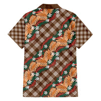 Polynesian Monstera Tiare Floral Family Matching Summer Maxi Dress and Hawaiian Shirt Chocolate Brown Tropical Plaid LT01 - Polynesian Pride