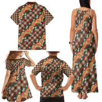 Polynesian Monstera Tiare Floral Family Matching Tank Maxi Dress and Hawaiian Shirt Chocolate Brown Tropical Plaid LT01 - Polynesian Pride
