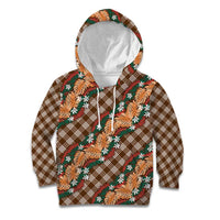 Polynesian Monstera Tiare Floral Kid Hoodie Chocolate Brown Tropical Plaid LT01 Hoodie Brown - Polynesian Pride