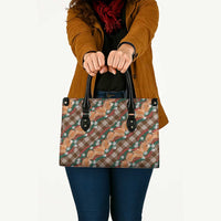 Polynesian Monstera Tiare Floral Leather Bag Chocolate Brown Tropical Plaid - Polynesian Pride