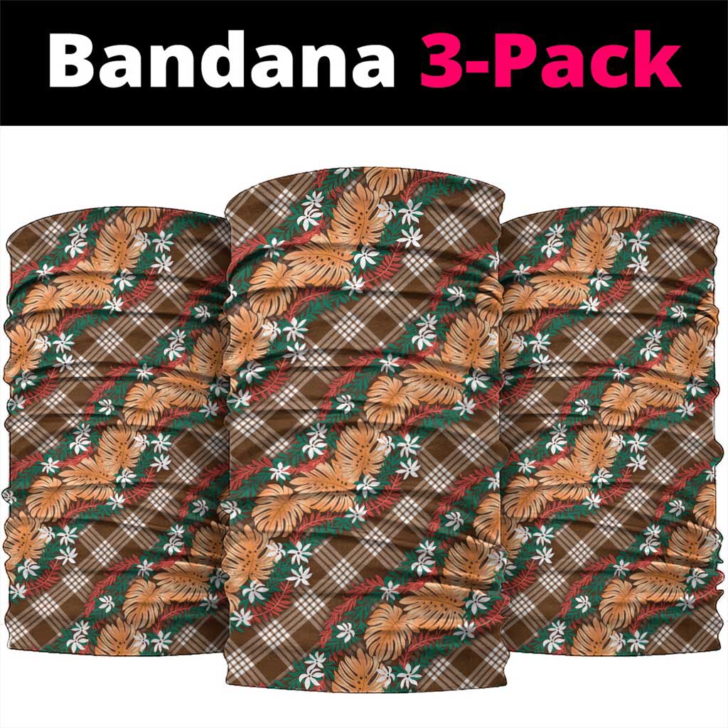 Polynesian Monstera Tiare Floral Neck Gaiter Chocolate Brown Tropical Plaid LT01 package One Size: 25*50cm Brown - Polynesian Pride