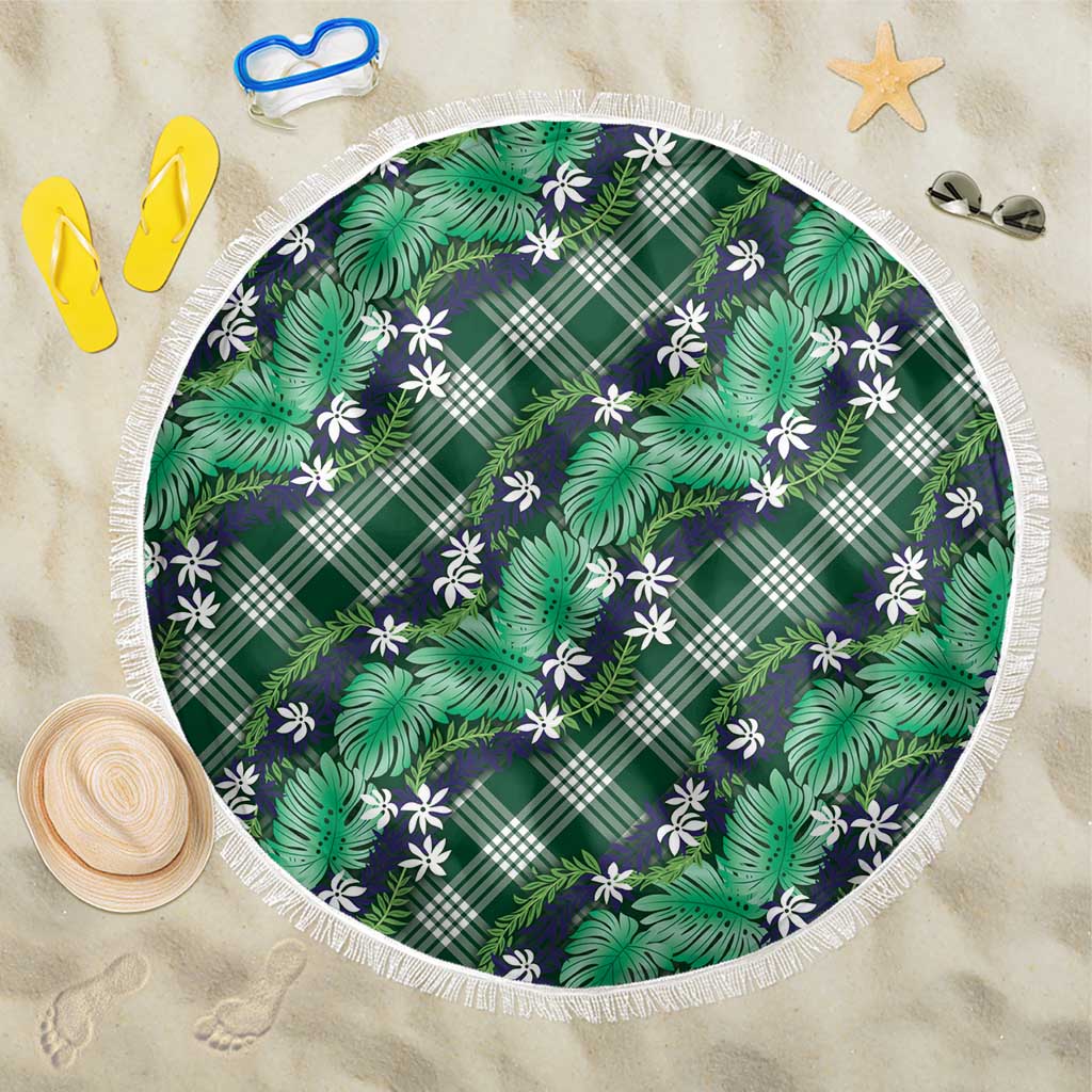 Polynesian Monstera Tiare Floral Beach Blanket Forest Green Tropical Plaid LT01 One Size 150cm Green - Polynesian Pride