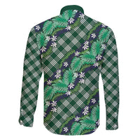 Polynesian Monstera Tiare Floral Family Matching Mermaid Dress and Hawaiian Shirt Forest Green Tropical Plaid LT01 - Polynesian Pride