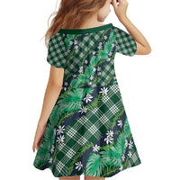 Polynesian Monstera Tiare Floral Family Matching Summer Maxi Dress and Hawaiian Shirt Forest Green Tropical Plaid LT01 - Polynesian Pride