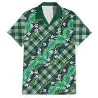 Polynesian Monstera Tiare Floral Hawaiian Shirt Forest Green Tropical Plaid LT01 Green - Polynesian Pride