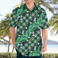 Polynesian Monstera Tiare Floral Hawaiian Shirt Forest Green Tropical Plaid LT01 - Polynesian Pride