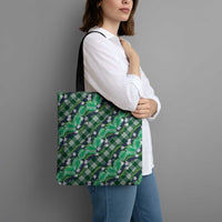 Polynesian Monstera Tiare Floral Tote Bag Forest Green Tropical Plaid LT01 - Polynesian Pride