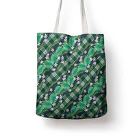 Polynesian Monstera Tiare Floral Tote Bag Forest Green Tropical Plaid LT01 - Polynesian Pride