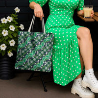 Polynesian Monstera Tiare Floral Tote Bag Forest Green Tropical Plaid LT01 - Polynesian Pride