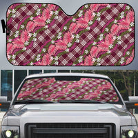 Polynesian Monstera Tiare Floral Auto Sun Shade Fuchsia Tropical Plaid LT01 Pink - Polynesian Pride