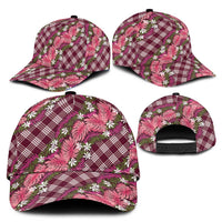 Polynesian Monstera Tiare Floral Classic Cap Fuchsia Tropical Plaid - Polynesian Pride