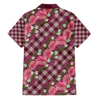 Polynesian Monstera Tiare Floral Family Matching Long Sleeve Bodycon Dress and Hawaiian Shirt Fuchsia Tropical Plaid LT01 - Polynesian Pride