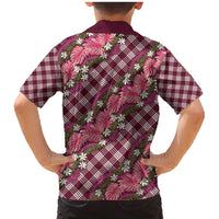Polynesian Monstera Tiare Floral Family Matching Mermaid Dress and Hawaiian Shirt Fuchsia Tropical Plaid LT01 - Polynesian Pride