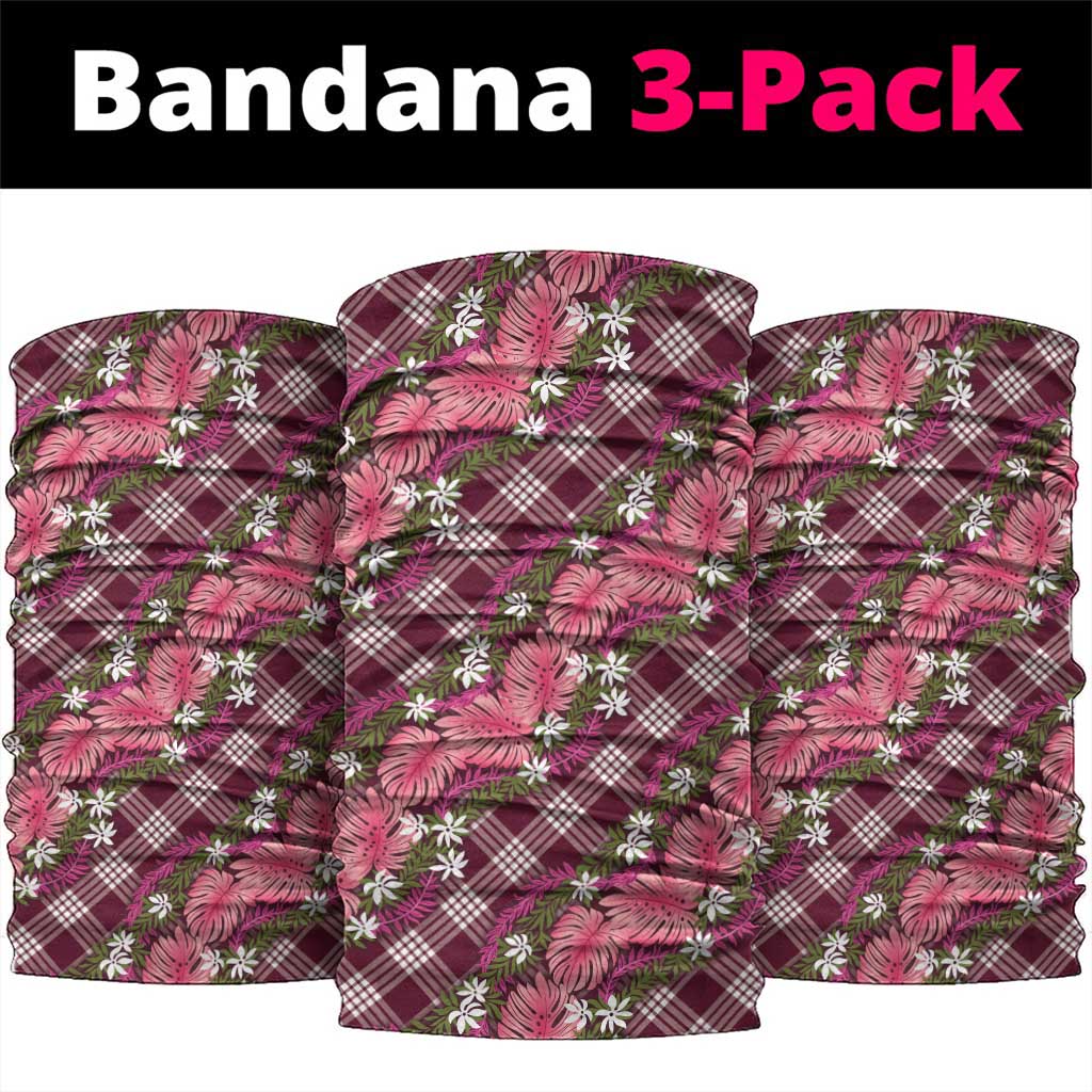 Polynesian Monstera Tiare Floral Neck Gaiter Fuchsia Tropical Plaid LT01 package One Size: 25*50cm Pink - Polynesian Pride