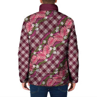 Polynesian Monstera Tiare Floral Padded Jacket Fuchsia Tropical Plaid LT01 - Polynesian Pride