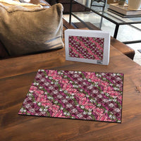 Polynesian Monstera Tiare Floral Puzzle Fuchsia Tropical Plaid LT01 - Polynesian Pride