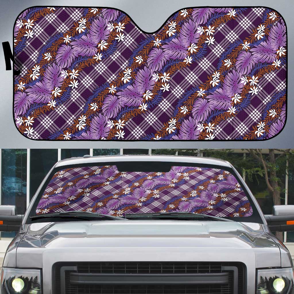 Polynesian Monstera Tiare Floral Auto Sun Shade Lavender Tropical Plaid LT01 Purple - Polynesian Pride