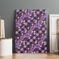 Polynesian Monstera Tiare Floral Canvas Wall Art Lavender Tropical Plaid - Polynesian Pride