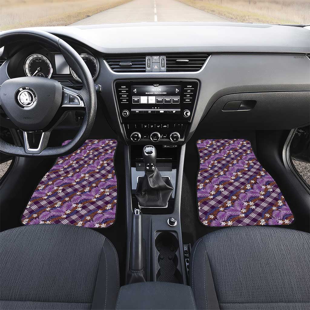 Polynesian Monstera Tiare Floral Car Mats Lavender Tropical Plaid - Polynesian Pride