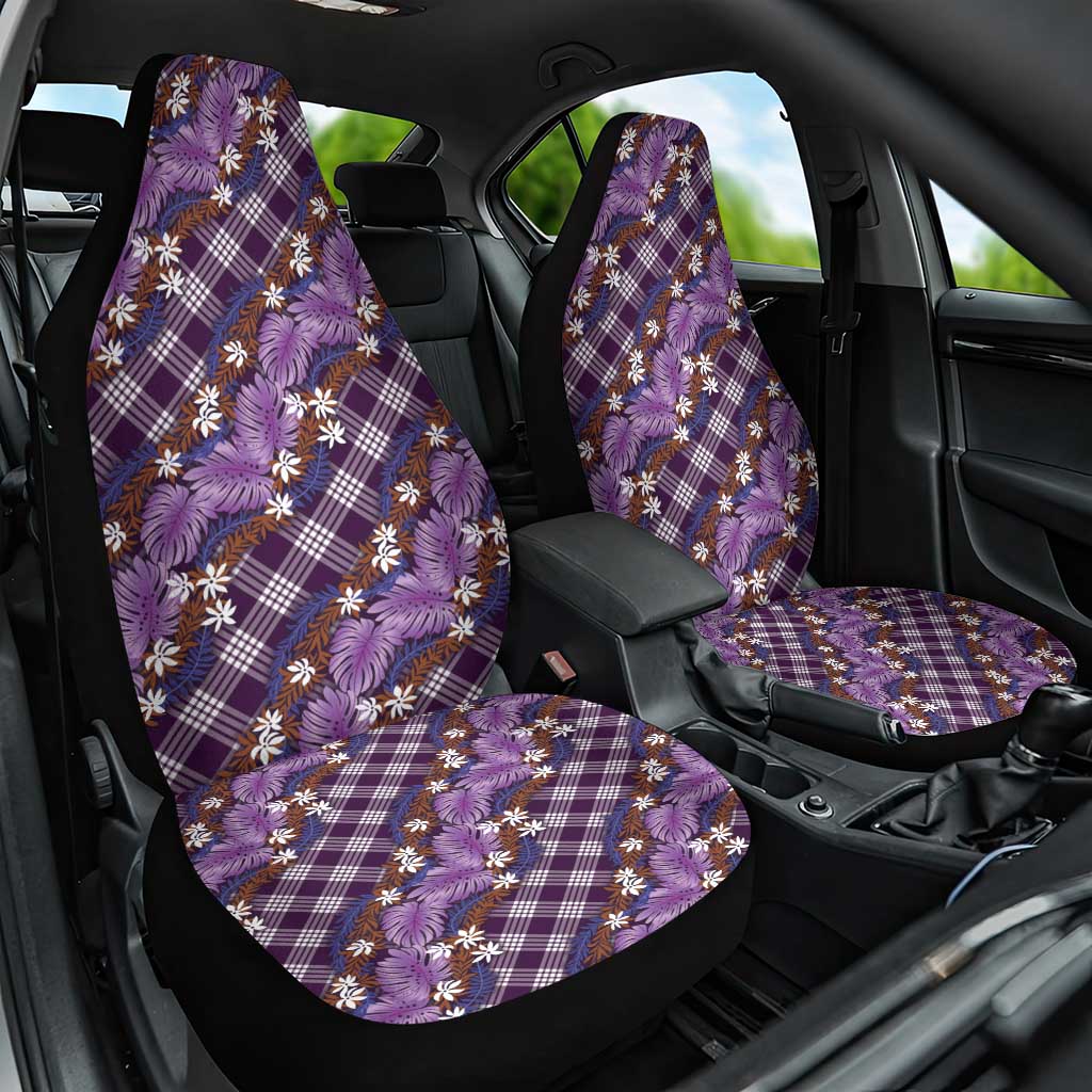 Polynesian Monstera Tiare Floral Car Seat Cover Lavender Tropical Plaid LT01 One Size Purple - Polynesian Pride