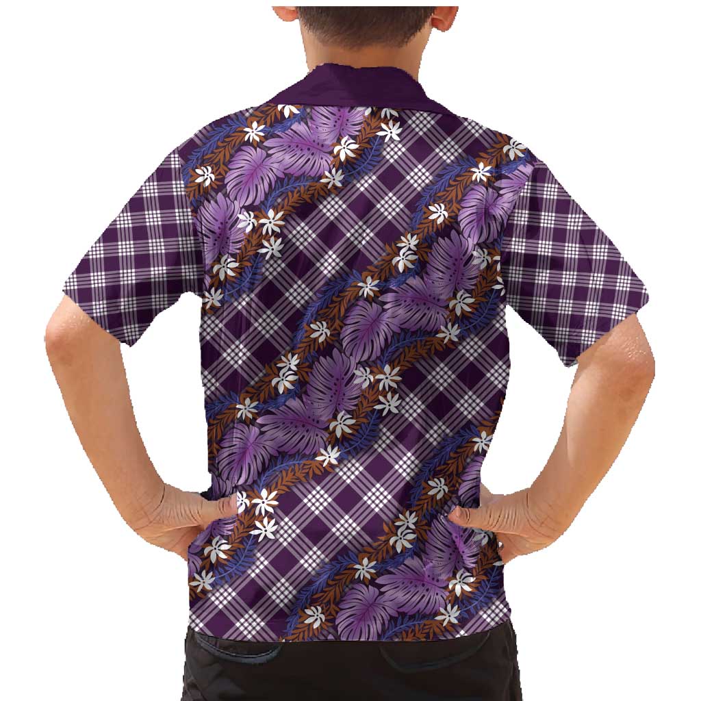 Polynesian Monstera Tiare Floral Family Matching Mermaid Dress and Hawaiian Shirt Lavender Tropical Plaid LT01 - Polynesian Pride