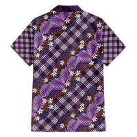 Polynesian Monstera Tiare Floral Family Matching Off The Shoulder Long Sleeve Dress and Hawaiian Shirt Lavender Tropical Plaid LT01 - Polynesian Pride