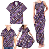 Polynesian Monstera Tiare Floral Family Matching Tank Maxi Dress and Hawaiian Shirt Lavender Tropical Plaid LT01 - Polynesian Pride