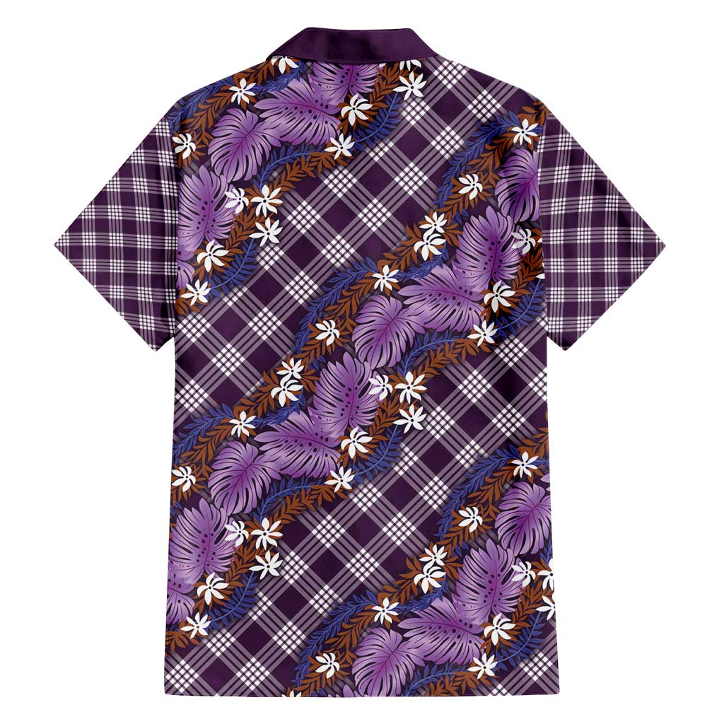 Polynesian Monstera Tiare Floral Family Matching Tank Maxi Dress and Hawaiian Shirt Lavender Tropical Plaid LT01 - Polynesian Pride