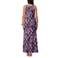 Polynesian Monstera Tiare Floral Family Matching Tank Maxi Dress and Hawaiian Shirt Lavender Tropical Plaid LT01 - Polynesian Pride